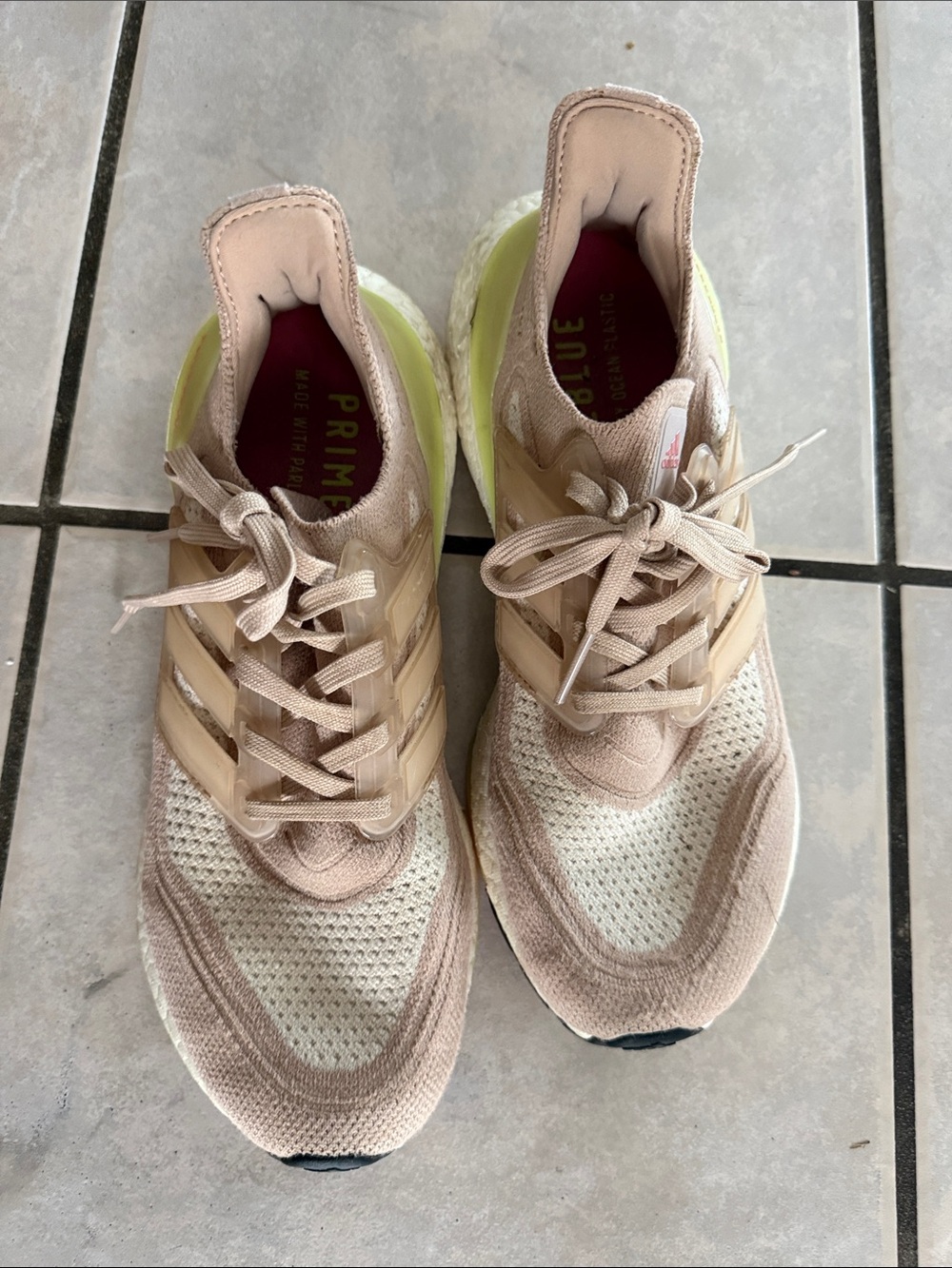 adidas Women’s Beige and Pale Yellow Running Sneakers